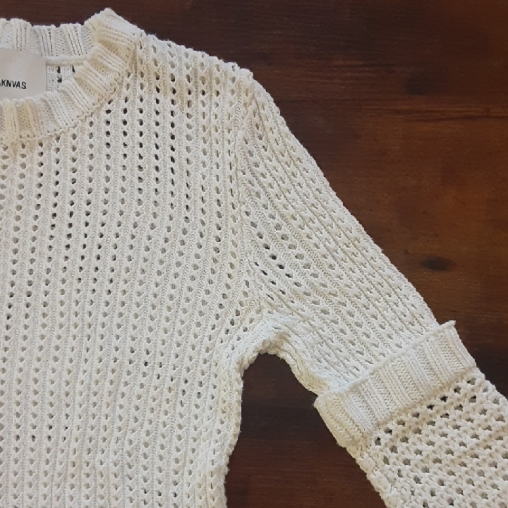 Women's Cream Open-Knit Sweater brand AKNVAS - Picture 3 of 11